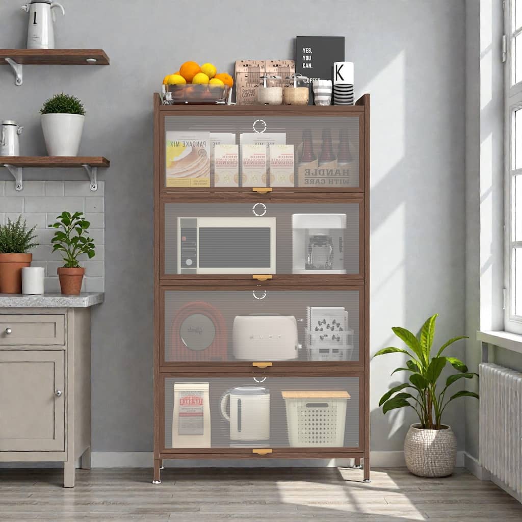 57'' Tall Metal Storage Cabinet with 4 Flip Doors, Steel Organizer with Large Capacity