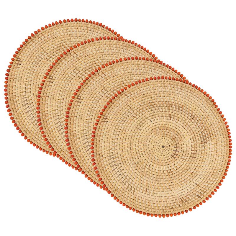 Beaded Border Design Table Mats (Set of 4) - 15"x15"