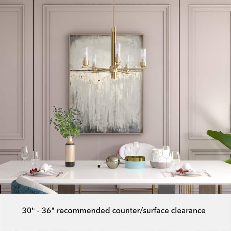 Hunter Gatz Ribbed Glass Chandelier - Dining Room, Kitchen Island, Entry - Glam, Contemporary, Transitional