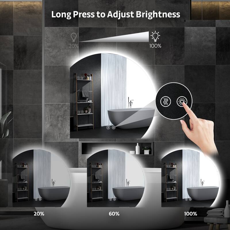 Yulika Irregular LED Mirror for Bathroom with Front Light and Backlit with Dimmable 3 Light Modes