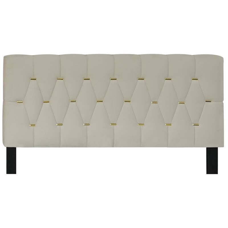 Modern Queen Upholstered Platform Bed with Gold Tufted Headboard, Pull-Out Trundle & 2 Storage Drawers, No Box Spring Needed