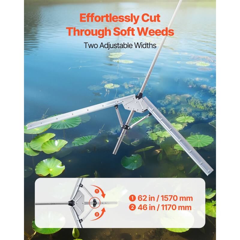 Lake Weed Cutter with 62" Cutting Width and Steel Blades - 61.81 x 57.09 x 1.18 in