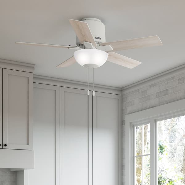 slide 2 of 23, Hunter 44" Fitzgerald Low Profile Ceiling Fan with LED Light Kit and Pull Chain Matte  White