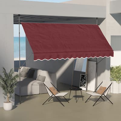 11.5' x 4' Freestanding Retractable Awning, Wine Red