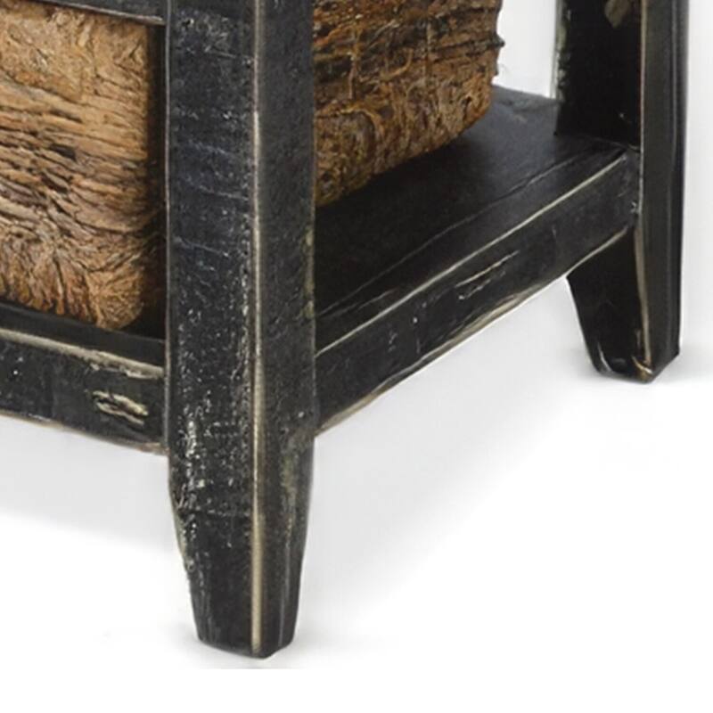 16 in. Black Rectangle Wood End Table, Sturdy Build End Side Table for Living Rooms