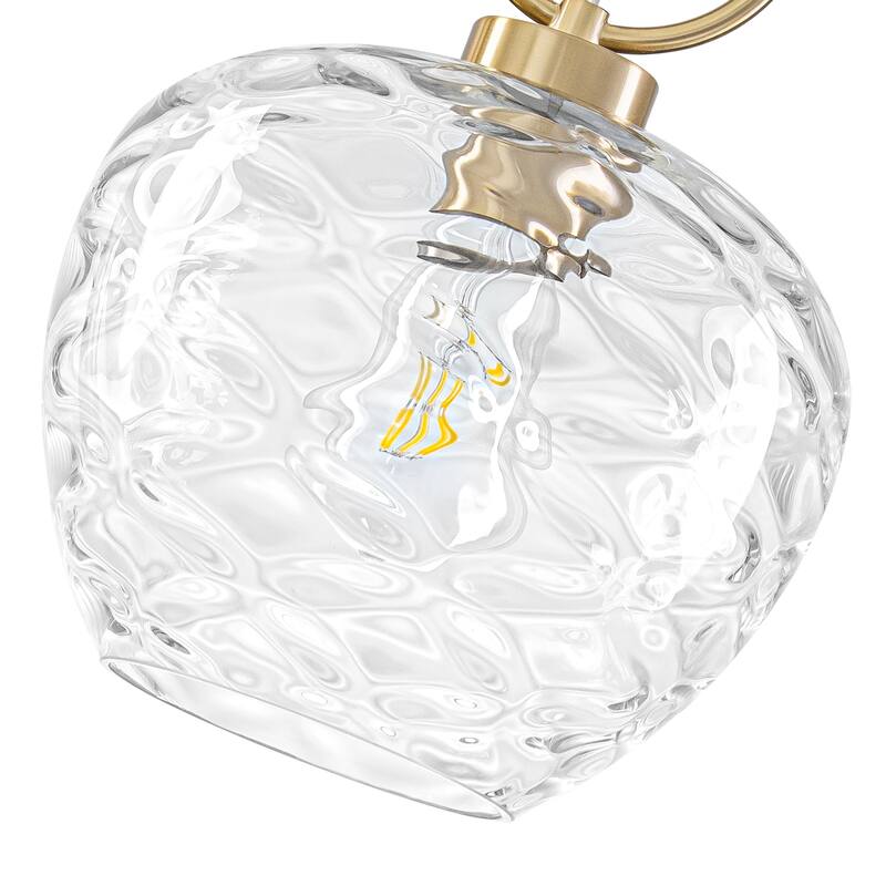 Modern Gold Geometric Glass Pendant Light Fixture Adjustable Cord - Dia.9.06-in