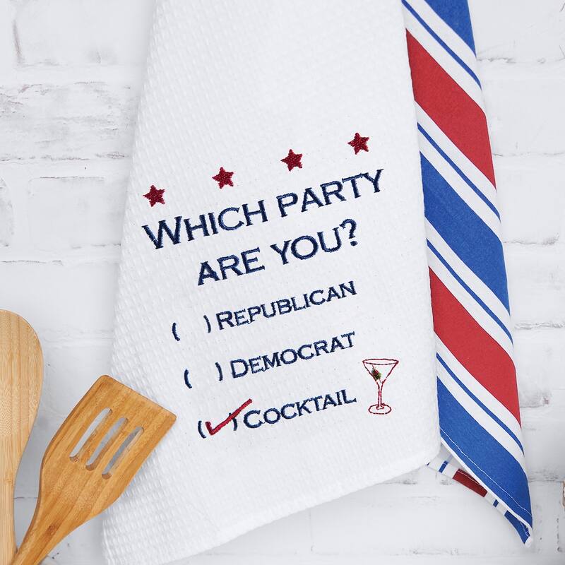 Which Party are You? Waffle Weave Cotton Kitchen Towel