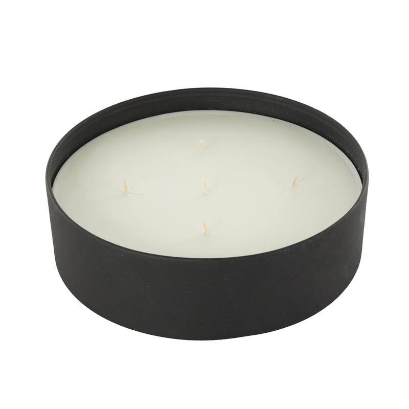 Metal Scented Textured 59oz 5 Wick Decorative Candle with White Wax - Cream, Black or Beige - Roche River Decor