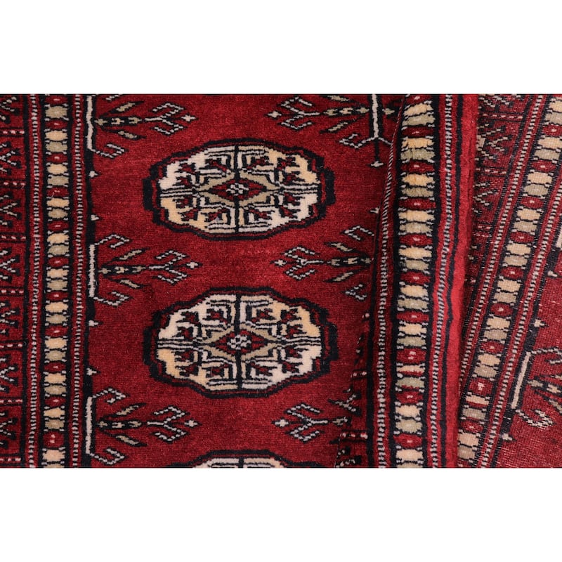 Tribal Bokhara Harding Red/Beige Hand Knotted Wool Runner - 2'7'' x 11'10''