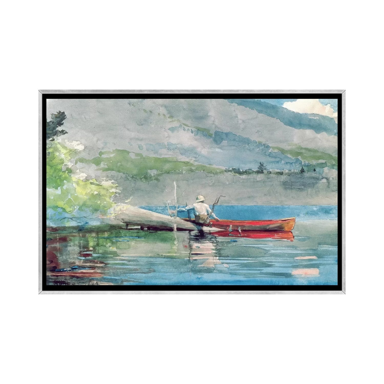 iCanvas "The Red Canoe, 1884 " by Winslow Homer Framed
