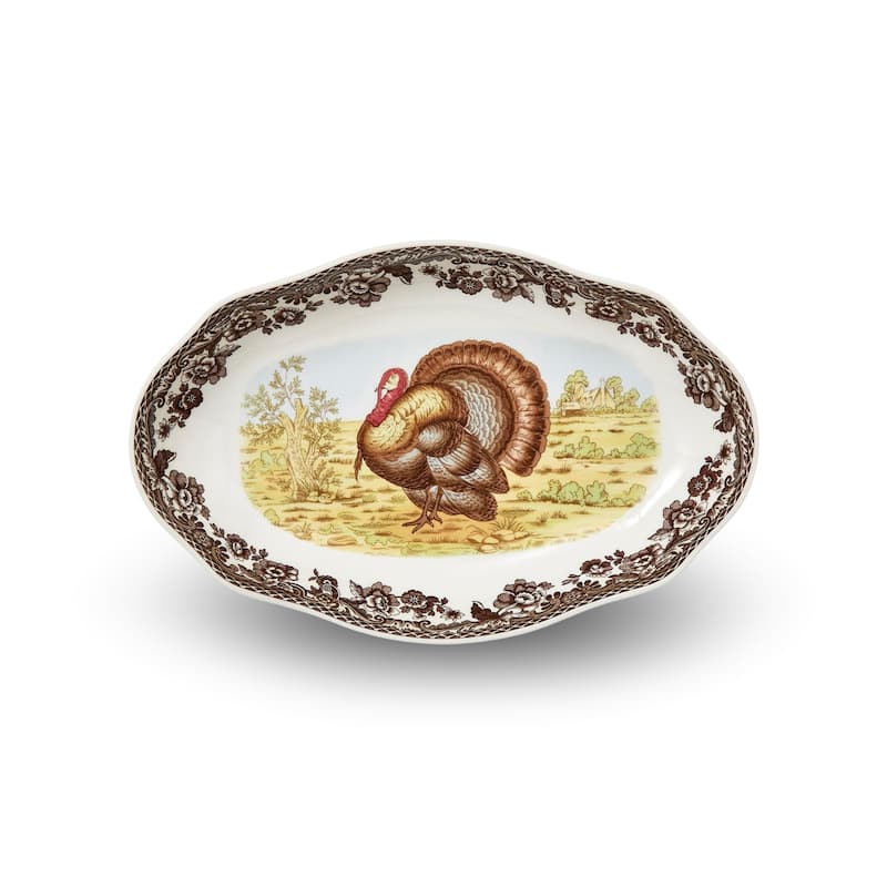 Spode Woodland Pickle Side Dish - 8.5 Inch - Turkey