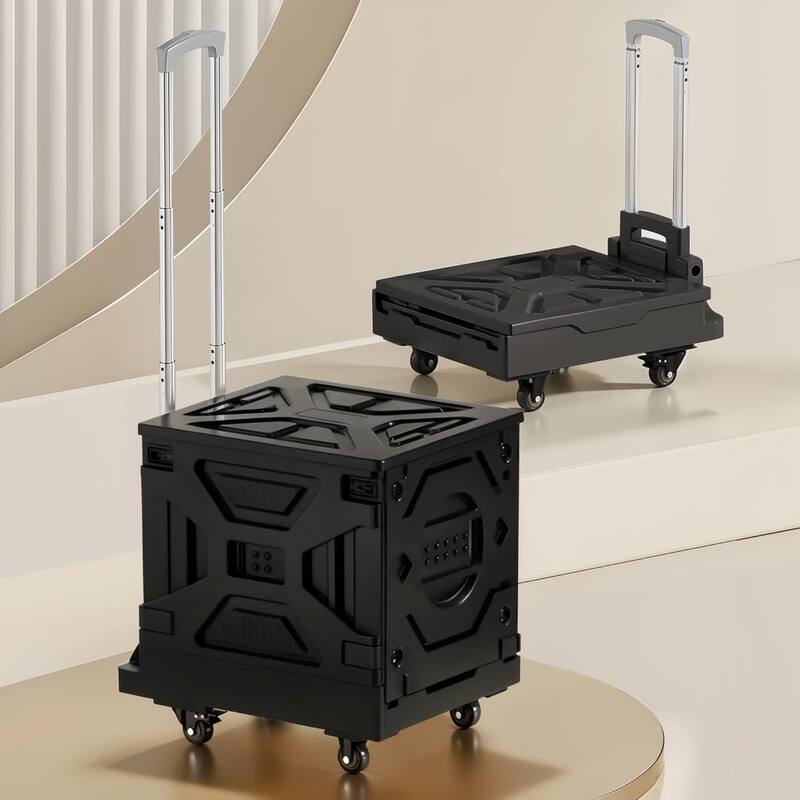 VECELO 16 gallons Shopping Carts with Wheels, Folding Storage Bins, Light Weight Platform Trucks Dolly