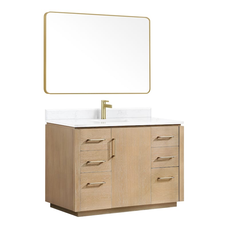 San Single Bath Vanity with Composite Stone Top and Mirror