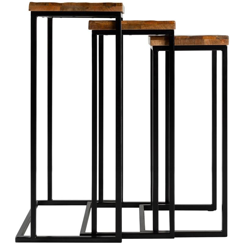 Bistra Wood Modern Nesting Table Set - 26"H x 16"W, 24"H x 14"W, 22"H x 12"W
