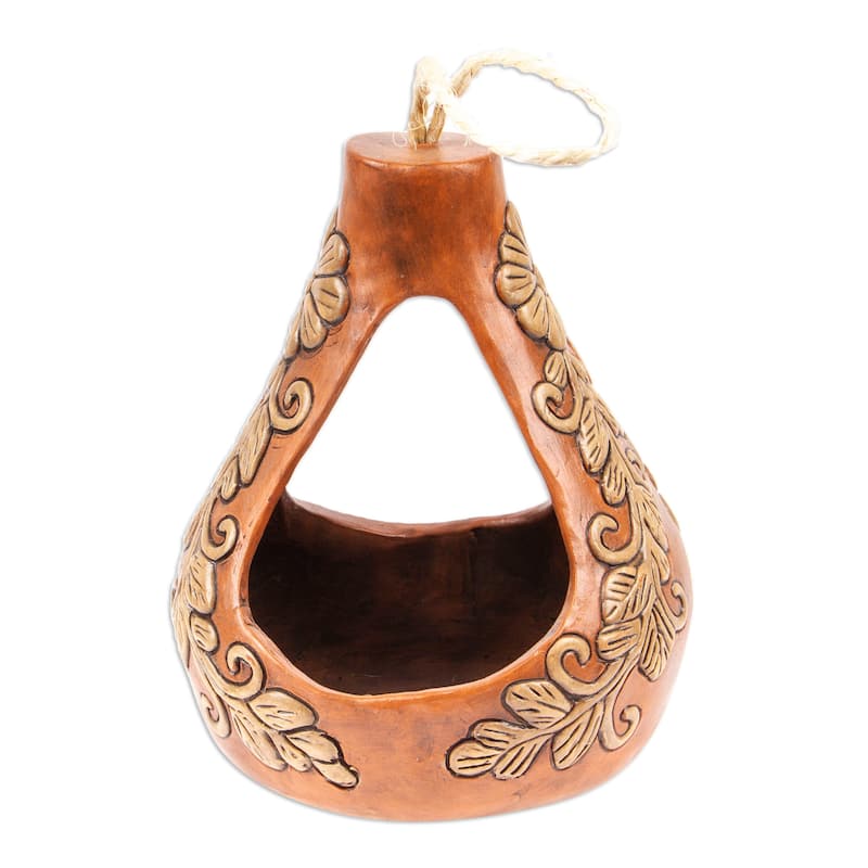 Novica Handmade Mexicos Nature Ceramic Hanging Planter