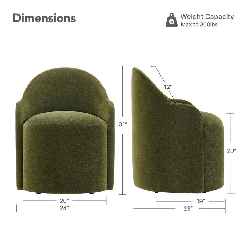 Spruce & Spring Modern Swivel Dining Chair with Hidden Wheels & Arm