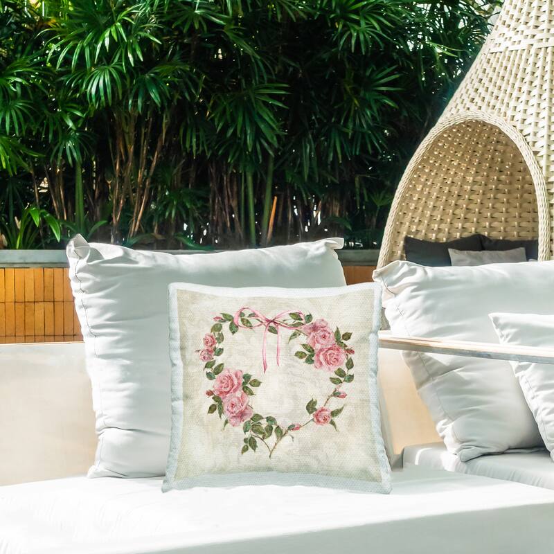 Stupell Garden Heart Wreath Printed Outdoor Throw Pillow Design by Sally Swatland