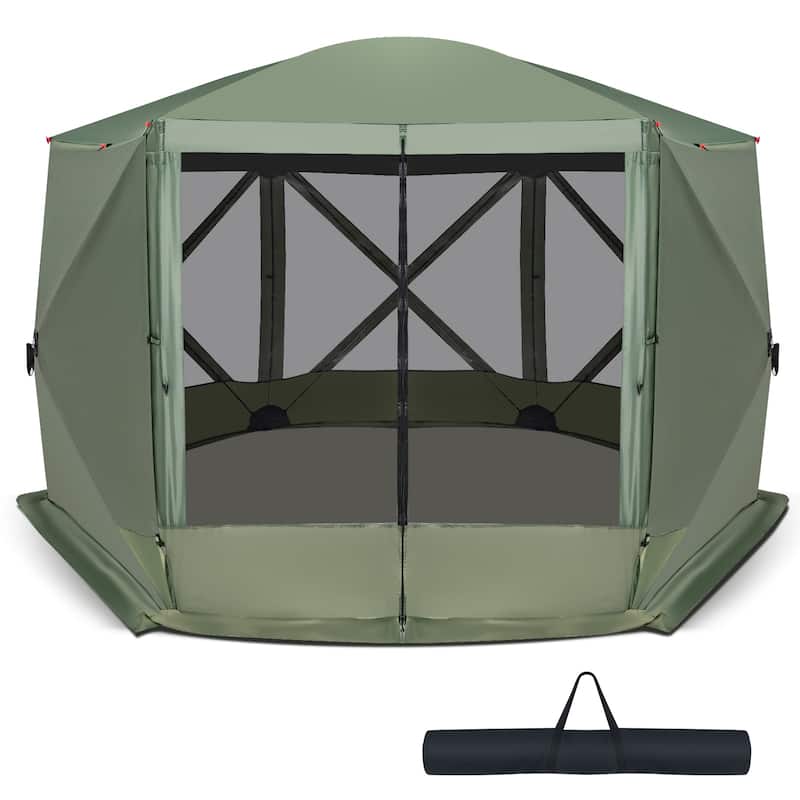 Costway 11.5 X 11.5 FT 6-Sided Pop-up Screen House Tent With 2 Wind - See Details - Green