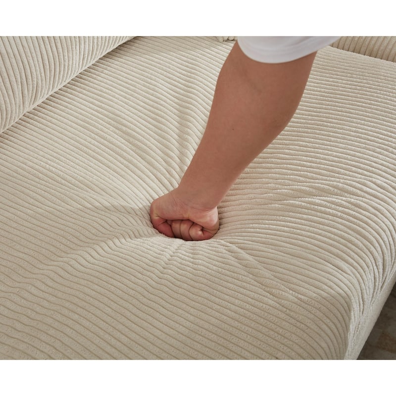 Oversized Corduroy Fabric Modular L Shaped Sectional Sofa Couch