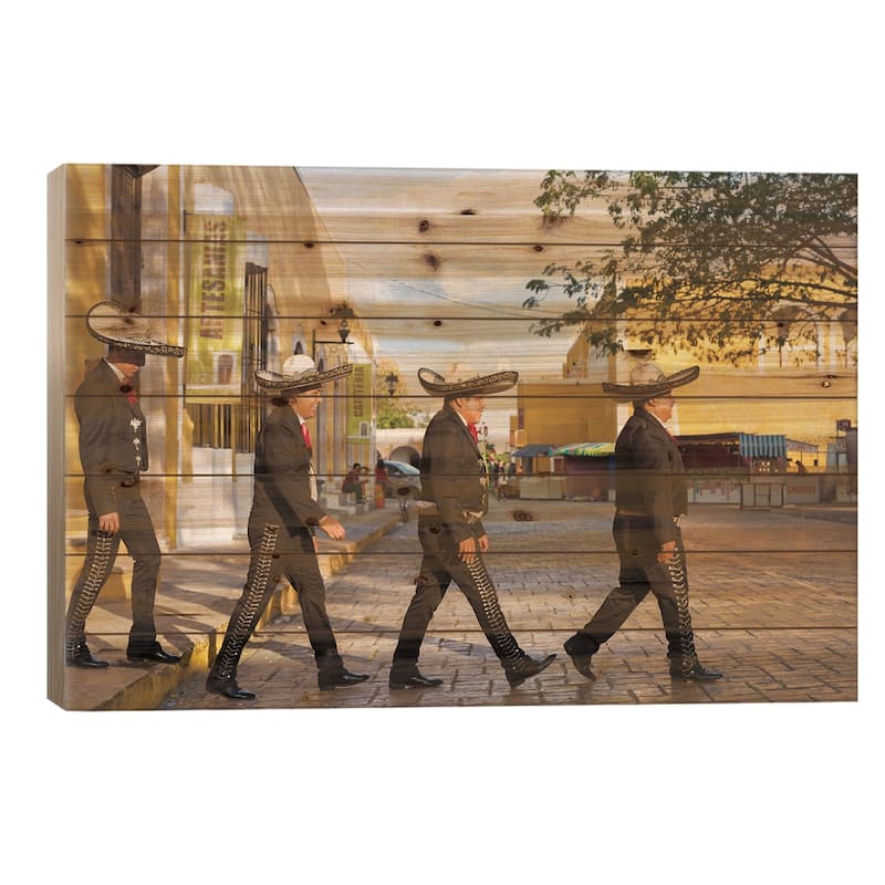 Mariachi In Mexico III Print On Wood by Matteo Colombo - Multi-Color - 18x26x1.5