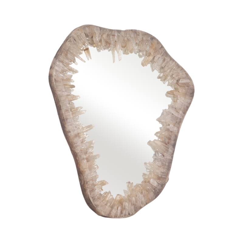 Sagebrook Home Quartz Unique Mirror, Ivory, Novelty, 33"H - 29" x 2" x 33"