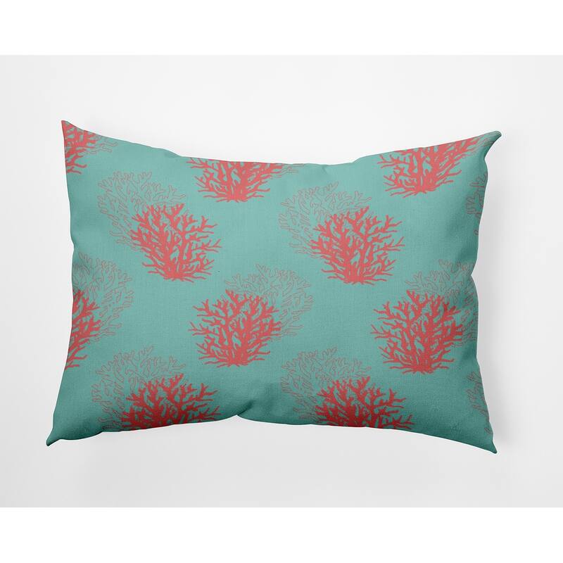 Coral Pattern Decorative Throw Pillow - 14" x 20" - Aqua
