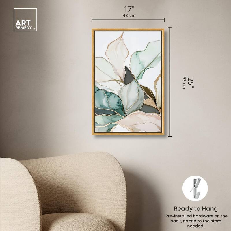Pastel Leaves with Gold III Canvas by Art Remedy