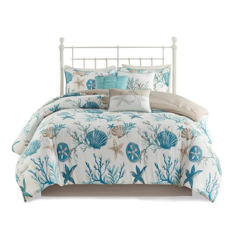 7 Piece Cotton Sateen Comforter Set Coral