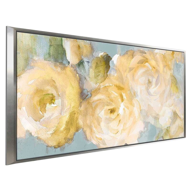 "Yellow Blooms on Blue" Print on Floating Canvas