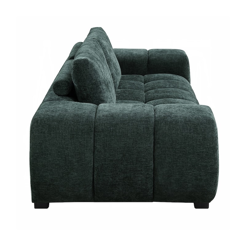 Upholstered Sofa with Loose Cushion Back in Green