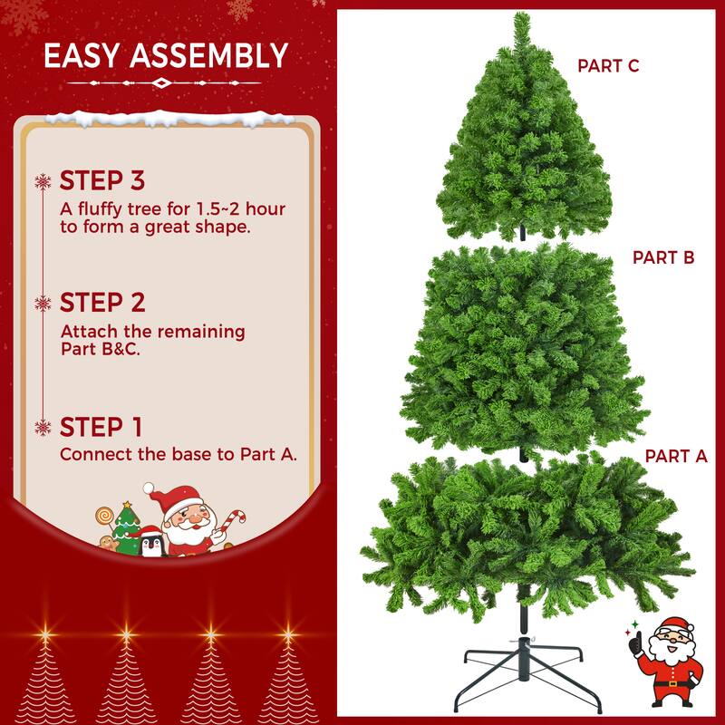 Yaheetech Pre-lit Flocked Artificial Christmas Tree with Foldable Stand