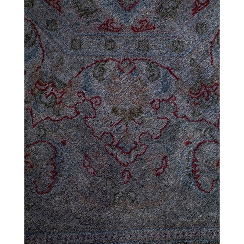 Overton Hand Knotted Wool Vintage Inspired Modern Contemporary Overdyed Gray Octagon Area Rug - 4' 4" x 4' 5"