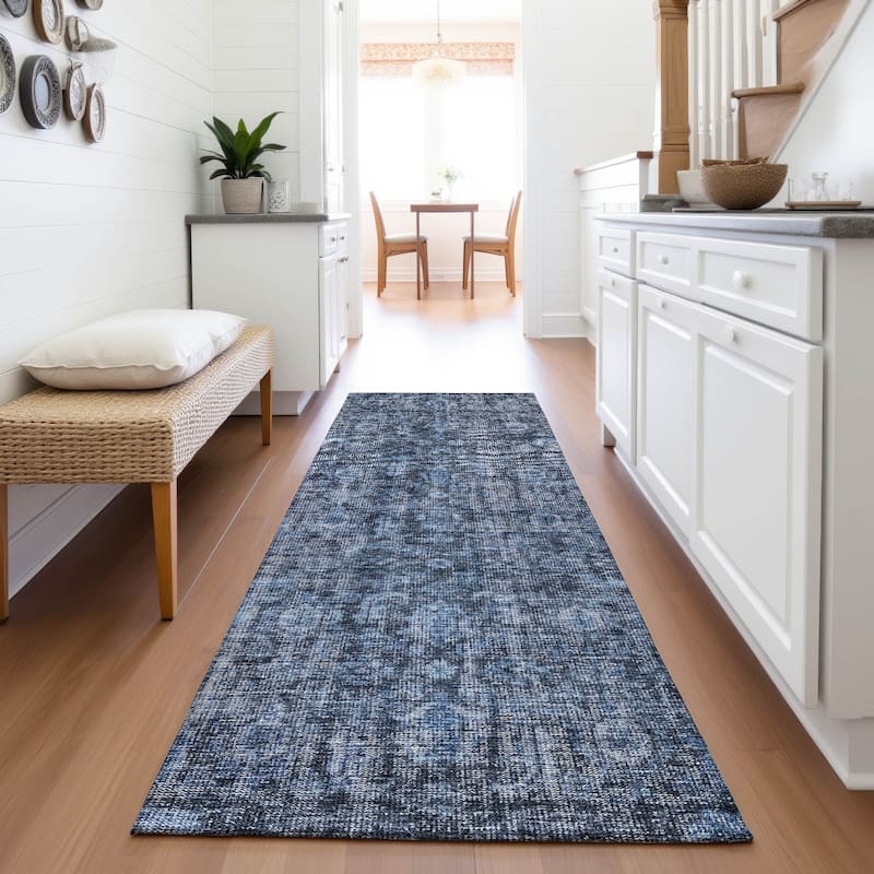 Premium Washable Super Soft Vintage Traditional Mayfield Rug - Blue - 2'3" x 7'6"