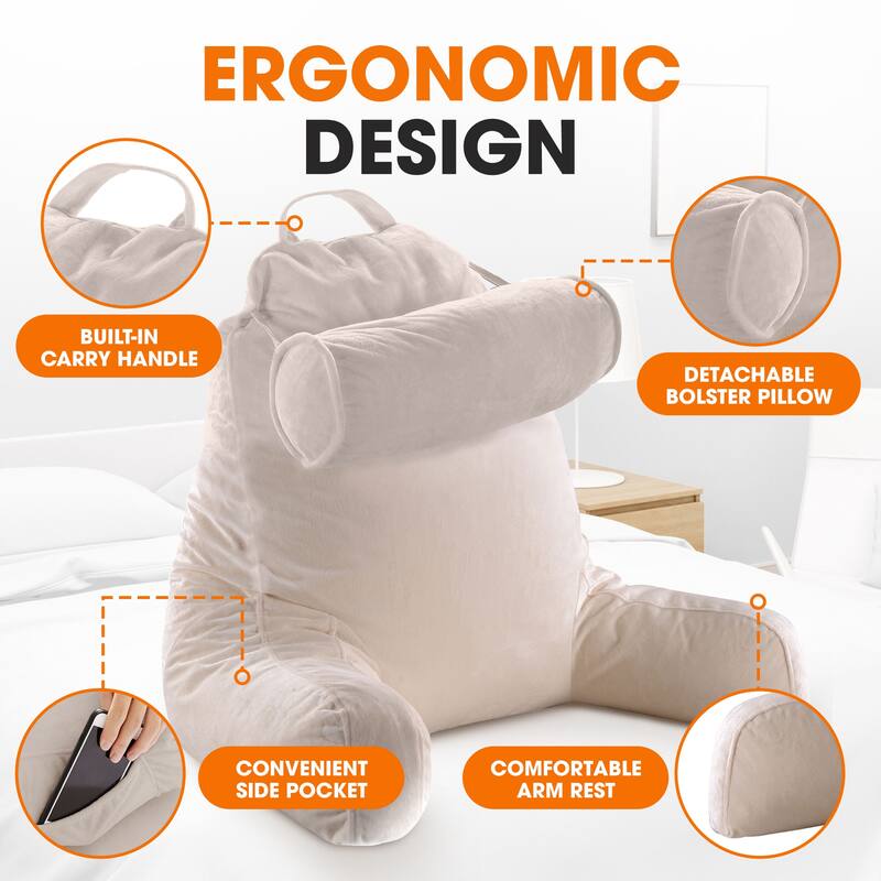Cheer Collection Extra Large TV Pillow With Detachable Bolster