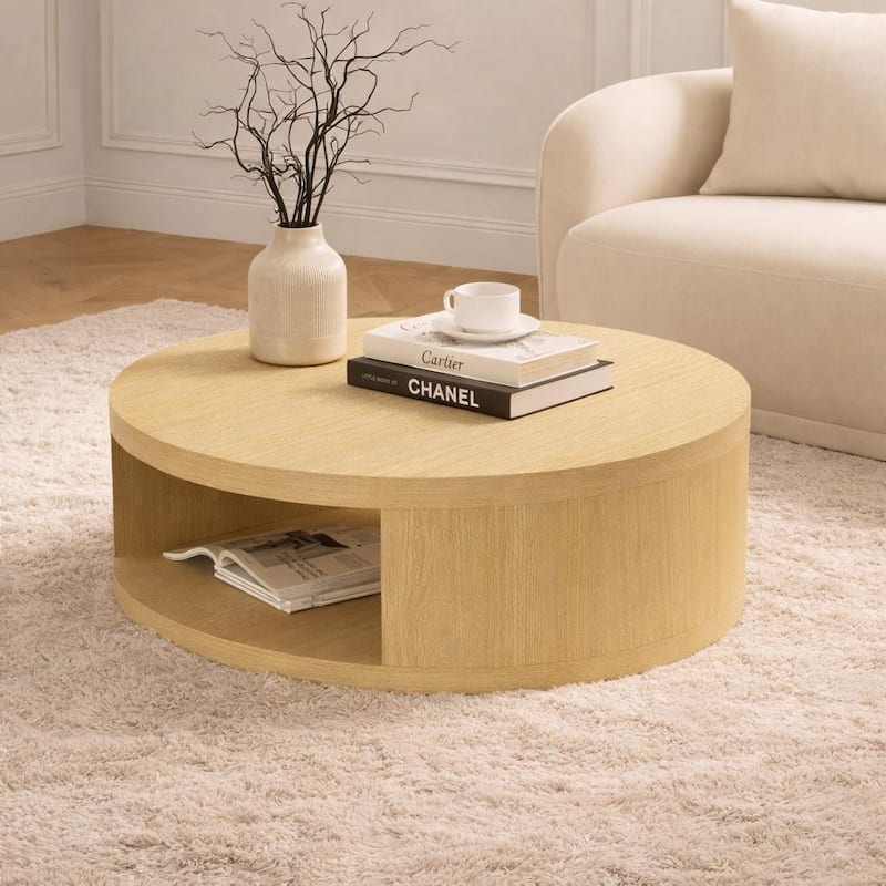 Manhattan Comfort Alure 36" Round Coffee Table - Oak