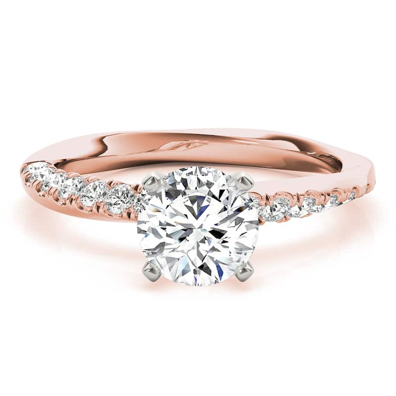 Auriya 14k Rose Gold Lab Grown Round Diamond Engagement Ring 0.50 to 5.00 ct. tw. (F-G VS)