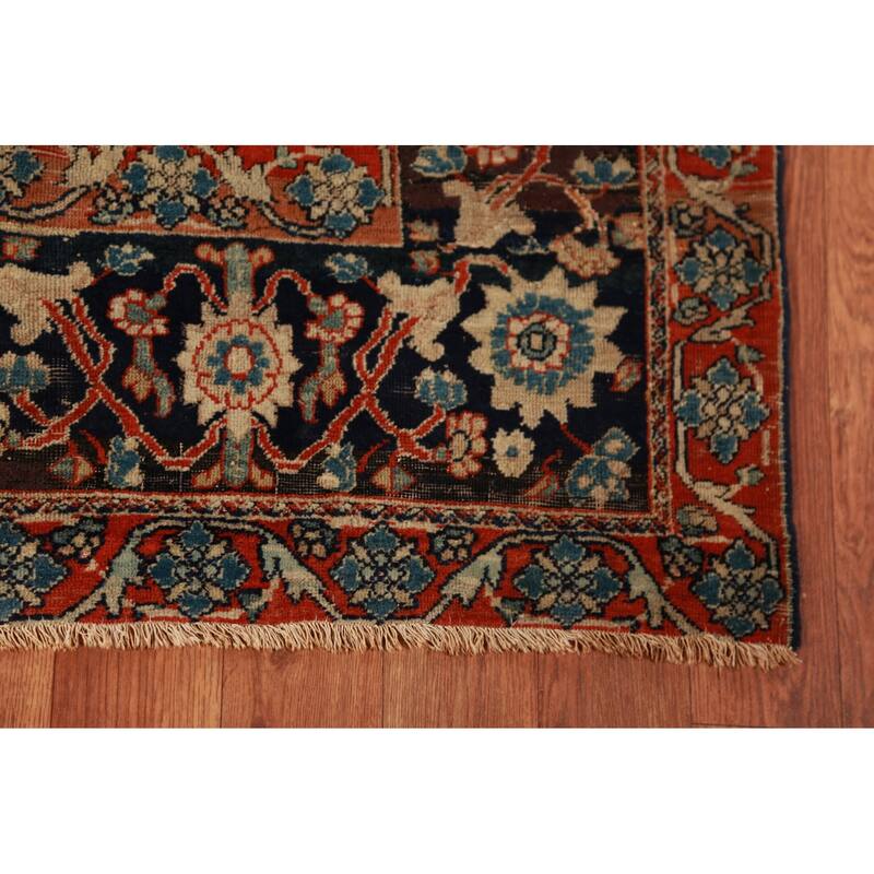 Pre-1900 Antique Vegetable Dye Sarouk Farahan Persian Handmade Carpet - 4'2"x 6'10"