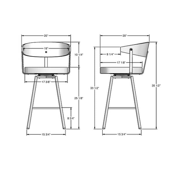 dimension image slide 1 of 2, Amisco Quinton Swivel Counter and Bar Stool