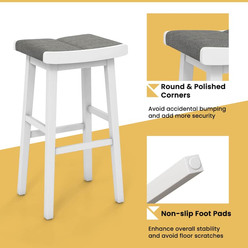 Gymax 4 PCS Saddle Bar Stools Bar Height Backless Island Pub Chairs