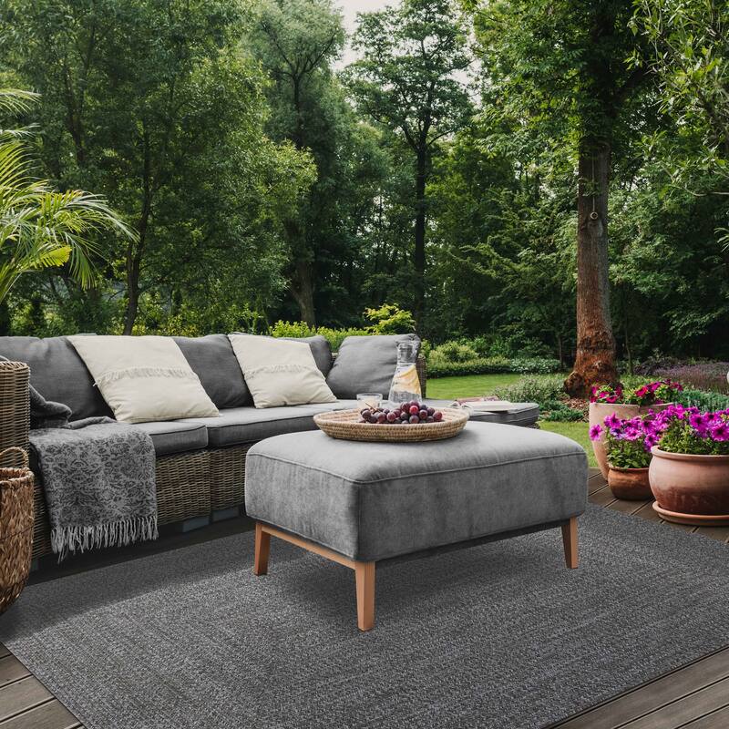 Superior Modern Rustic Bohemian Reversible Multi-Tone Braided Indoor Outdoor Area Rug - 4' X 6' - Canvas-White