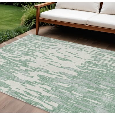 HomeRoots Abstract Transitional Rectangle Outdoor Rug