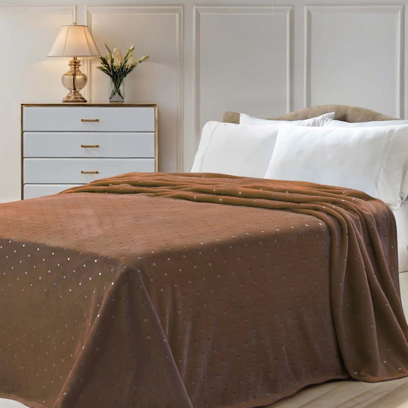 Superior Fleece Plush Medium Weight Soft Fluffy Decorative Blanket - Solid- Throw - Sepia