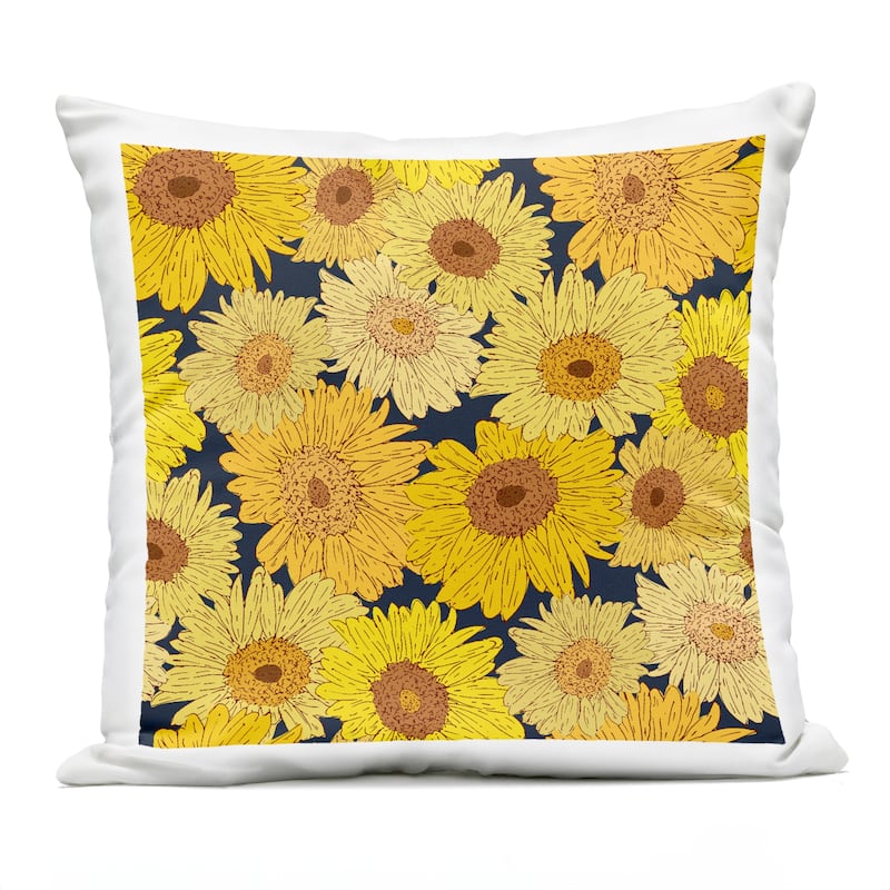 Stupell Charming Country Sunflowers Pattern Printed Outdoor Throw Pillow Design by Sazerelli Designs - Accent - Polyester - Yellow - Single