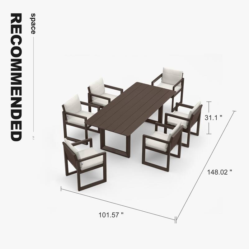 PURPLE LEAF Caesar Outdoor Dining Set Aluminum Luxury Patio Furniture with Olifen Removable Thick Cushion and Pillow-Bronze