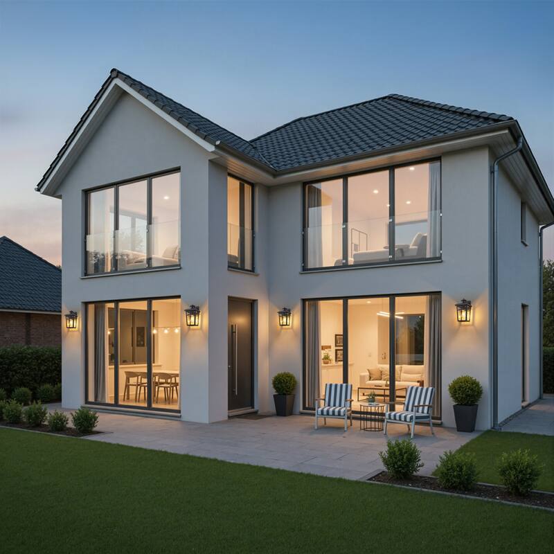 C Cattleya 2-Pack Matte Black Motion Sensor Outdoor Wall Lantern Sconce with Clear Glass