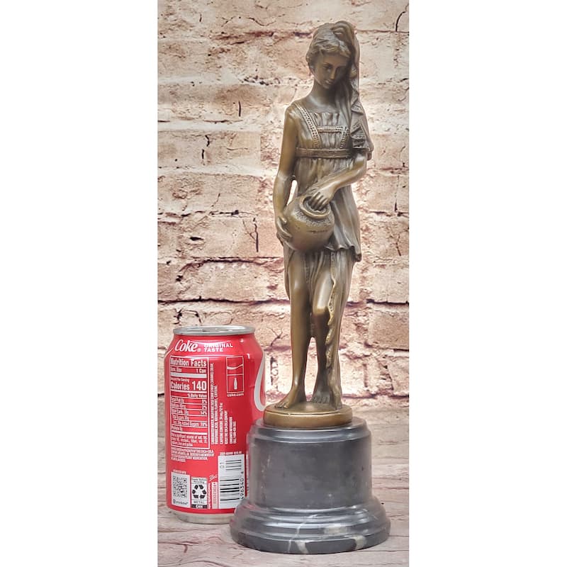 Water Bearer Young Woman Clical Bronze Sculpture Statue Figure On Marble Base By Milo