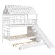 preview thumbnail 17 of 36, Twin over Twin House Bunk Bed with Trundle & Slide, Storage Staircase