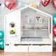 preview thumbnail 2 of 16, Full Size Wooden House Bed Kids Bed with 2 Drawers and Storage Shelf