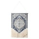 preview thumbnail 1 of 20, Boho Floral Woven Wall Hanging with Macrame Fringe 24"x36" - Blue/White/Ivory/Yellow