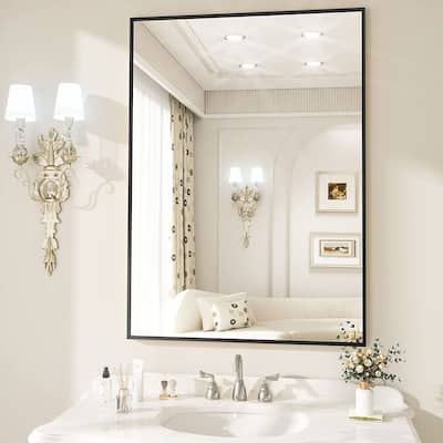 Classic Rectangle Bathroom Wall Mirror with Metal Frame